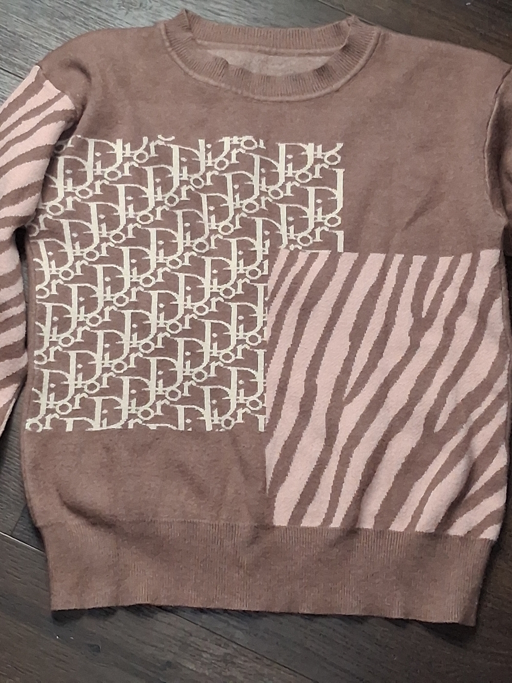 Dior Brown & Pink Logo Patchwork Sweater